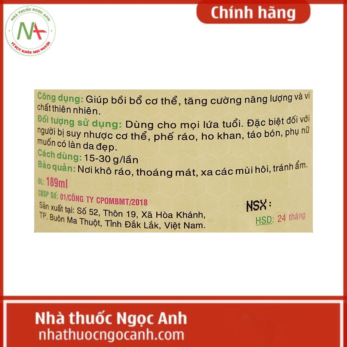 Mật ong rừng Ban Mê Thuột 189ml