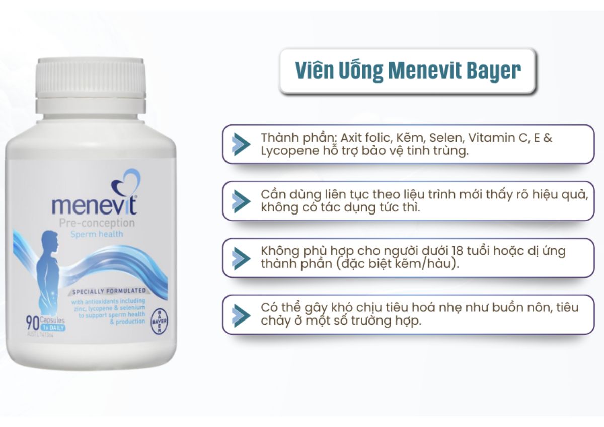 Top 5 viên uống bổ tinh trùng tốt nhất 2026 được chuyên gia khuyên dùng 13 Menevit Bayer