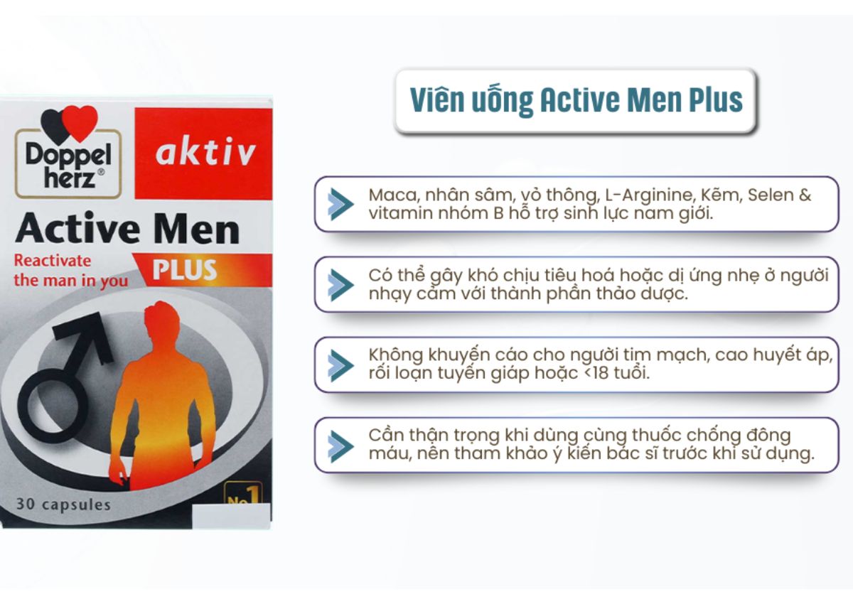 Top 5 viên uống bổ tinh trùng tốt nhất 2026 được chuyên gia khuyên dùng 16 Active Men Plus
