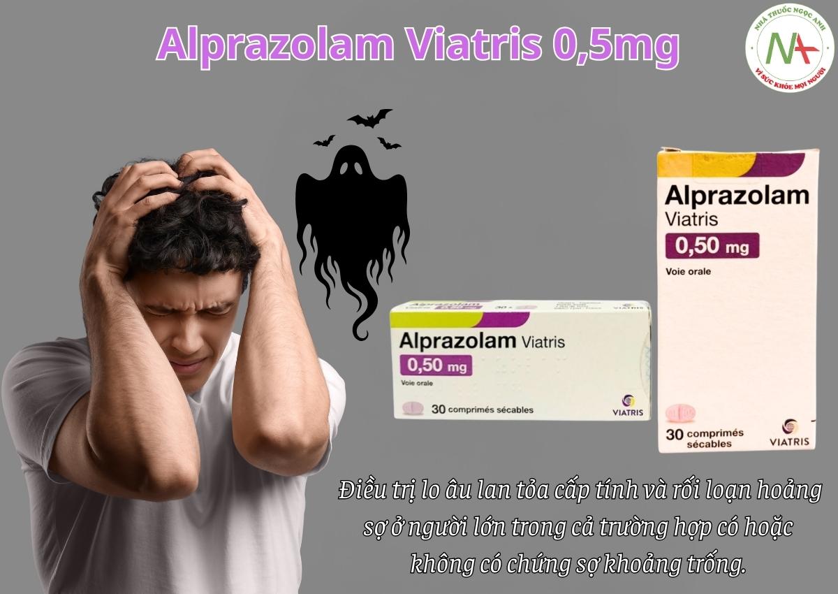 Alprazolam Viatris 0,5mg 3 Thuốc Alprazolam Viatris 0,5mg điều trị lo âu lan tỏa cấp tính