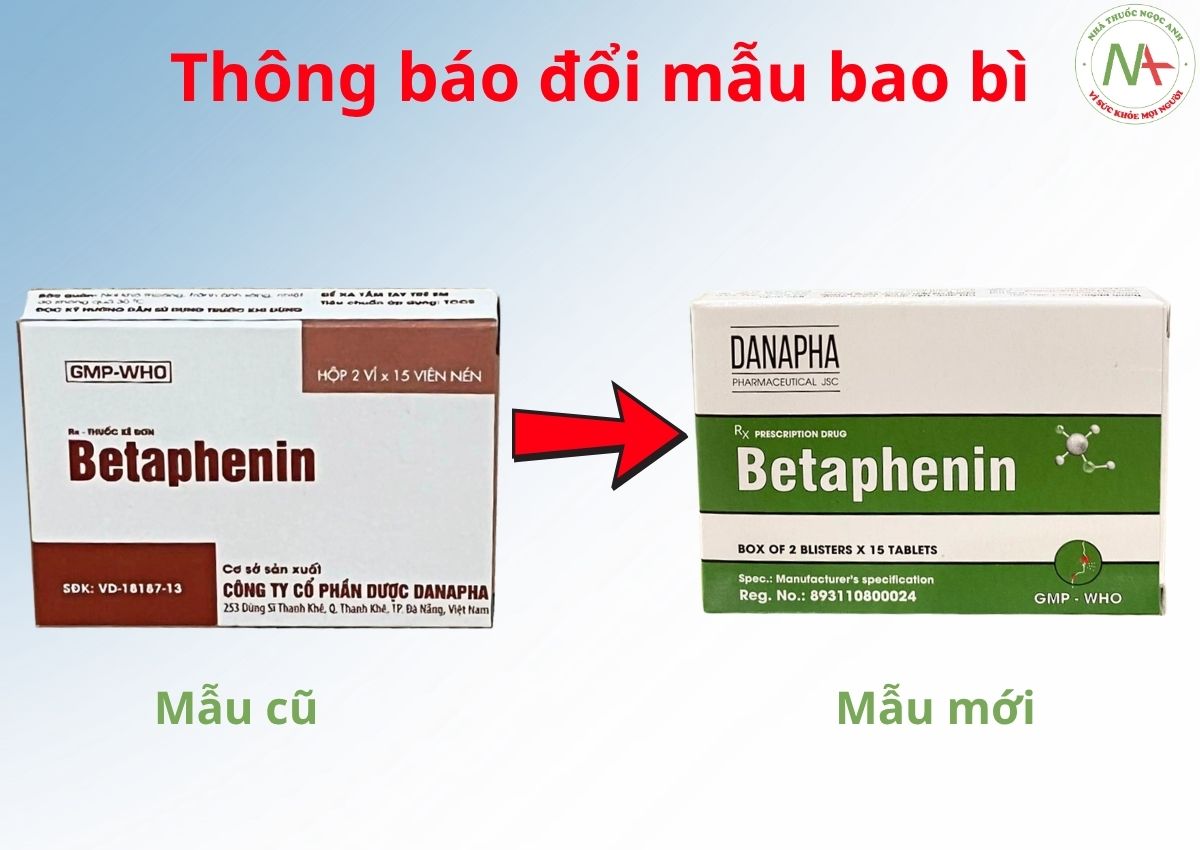 Betaphenin (dạng vỉ) 9 Đổi mẫu bao bì của thuốc Betaphenin (dạng vỉ)