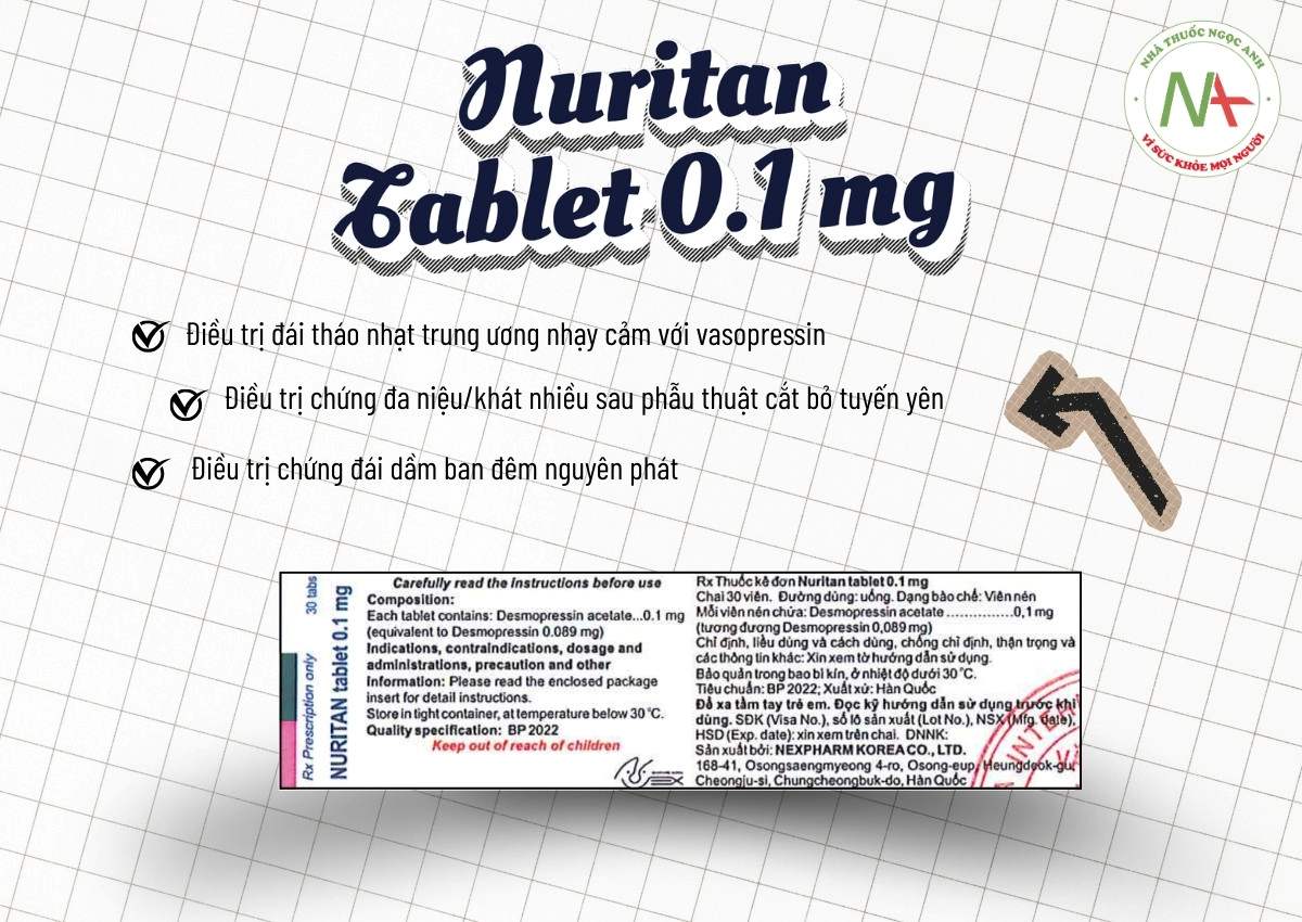Nuritan Tablet 0.1 mg 3 Chỉ định của thuốc Nuritan Tablet 0.1 mg