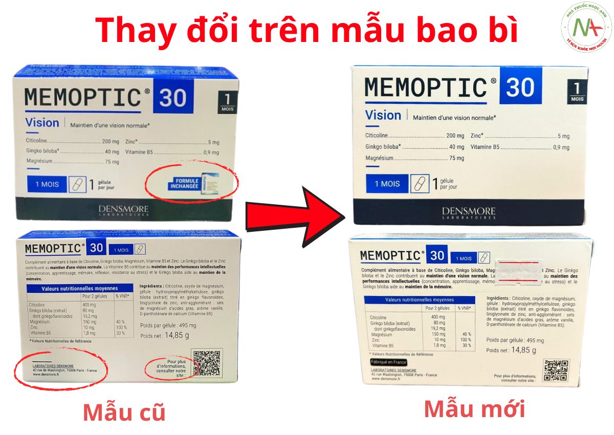MEMOPTIC 30 5 Thay đổi trên bao bì của MEMOPTIC 30
