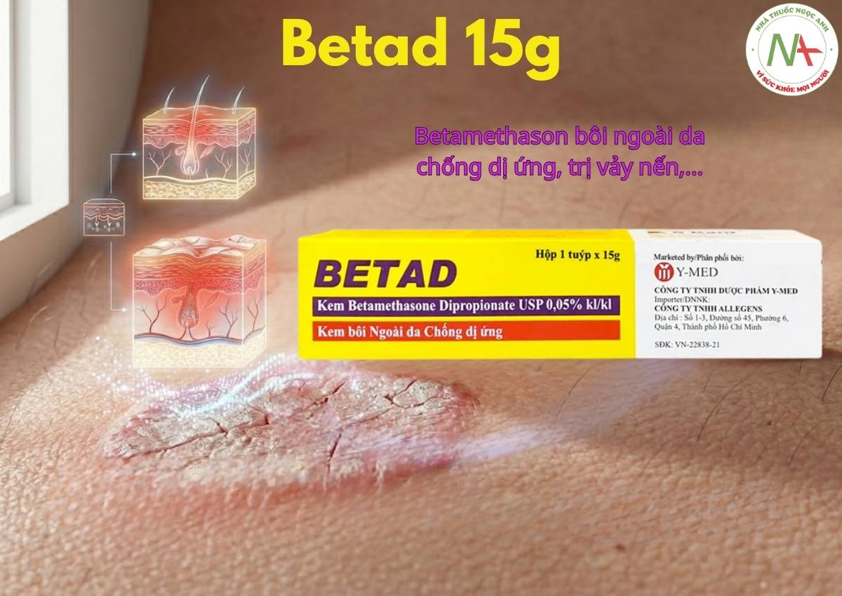 Betad 15g 3 Thuốc Betad 15g - kem bôi ngoài da chống dị ứng