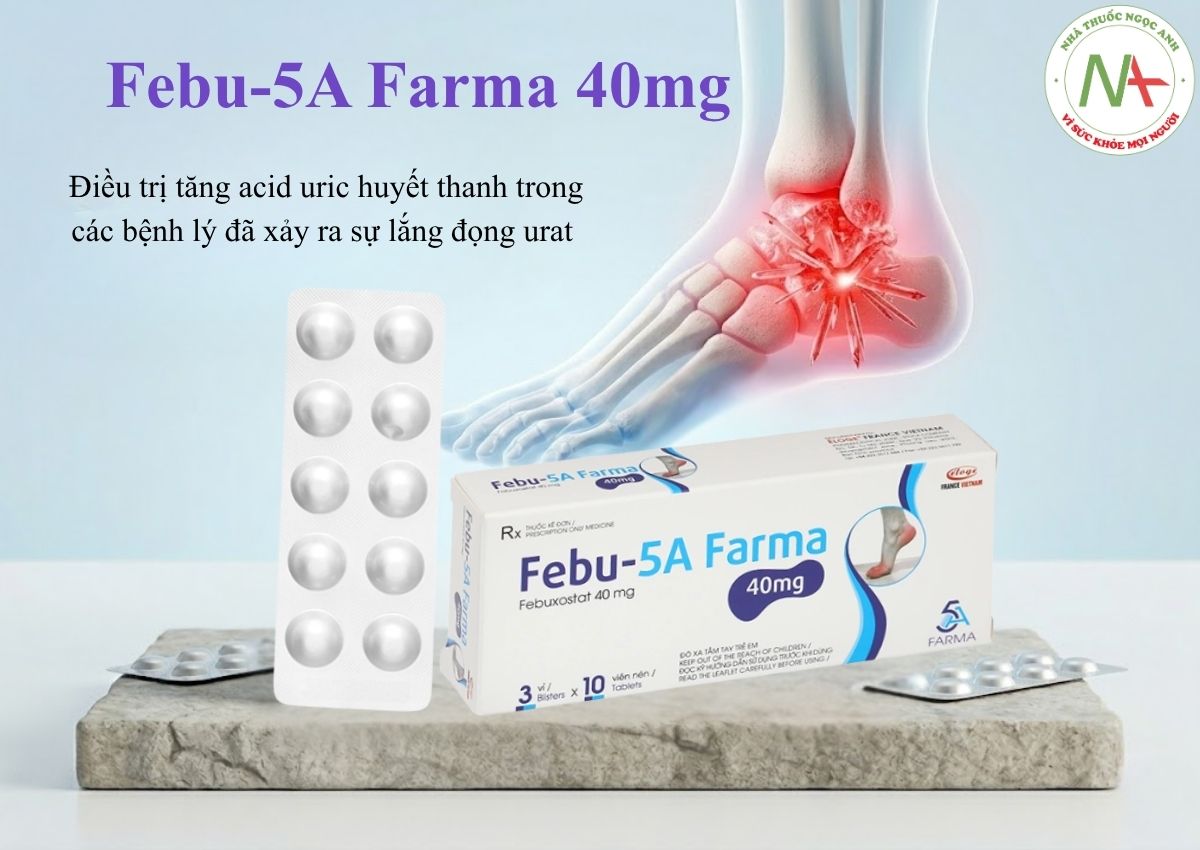 Febu-5A Farma 40mg 3 Thuốc Febu-5A Farma 40mg điều trị tăng acid uric máu