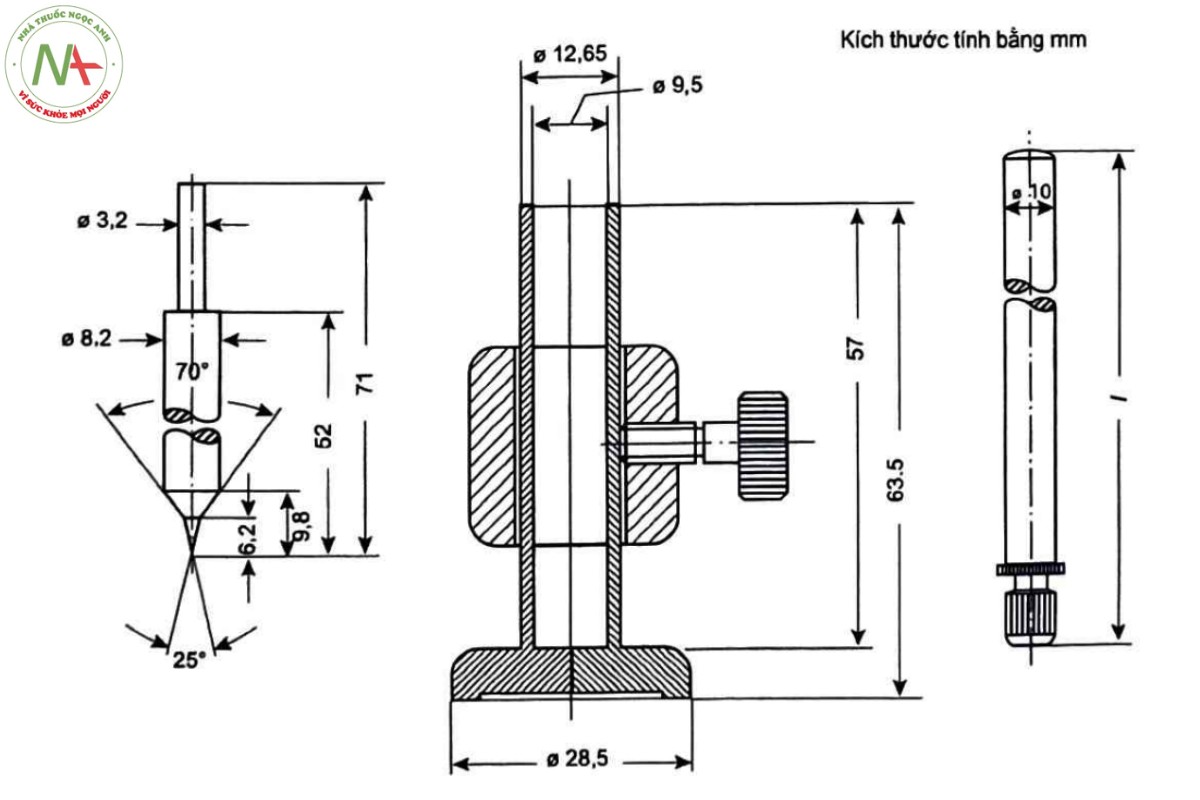 VASELIN TRẮNG 4 Hình 2.b - Nón nhỏ (m3 = 7,0 g), cốc đựng mẫu thử và trục (l = 116 mm, m4 = 16,8 g)
