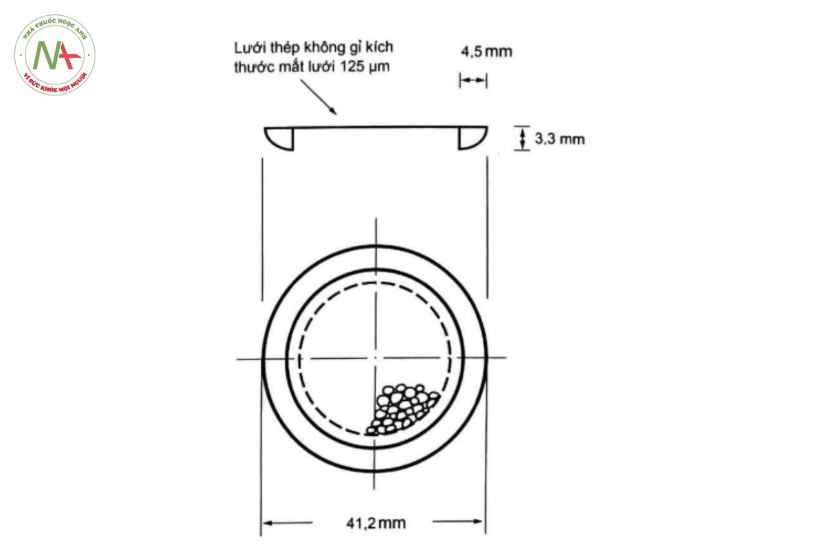 PHỤ LỤC 11.10 PHÉP THỬ ĐỘ GIẢI PHÓNG DƯỢC CHẤT CỦA THUỐC DÁN THẤM QUA DA 2 Hình 11.10.1 - Bộ phận đĩa lưới inox