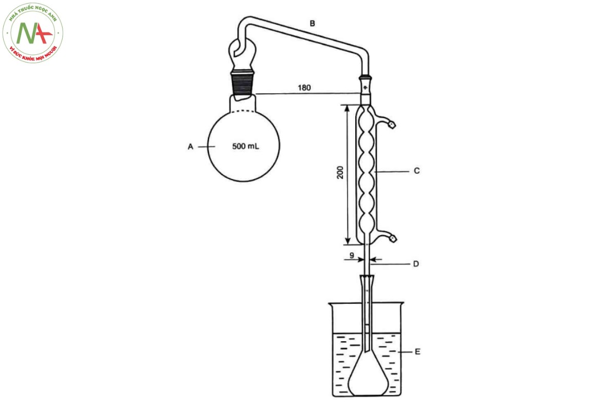 Phụ lục 10.12 - XÁC ĐỊNH HÀM LƯỢNG ETHANOL 2 Hình 10.12 - Dụng cụ để xác định hàm lượng ethanol (Kích thước tính bằng mm)