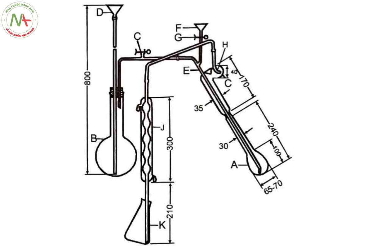 Phụ lục 10.9 - ĐỊNH LƯỢNG NITROGEN TRONG HỢP CHẤT HỮU CƠ 2 Hình 10.9 - Dụng cụ định lượng nitrogen (Kích thước tính bằng milimét)