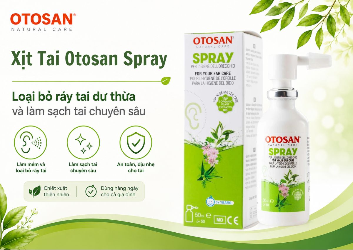 Dung dịch xịt vệ sinh tai Otosan® Spray 3 Dung dịch xịt vệ sinh tai Otosan Spray - Làm sạch tai chuyên sâu