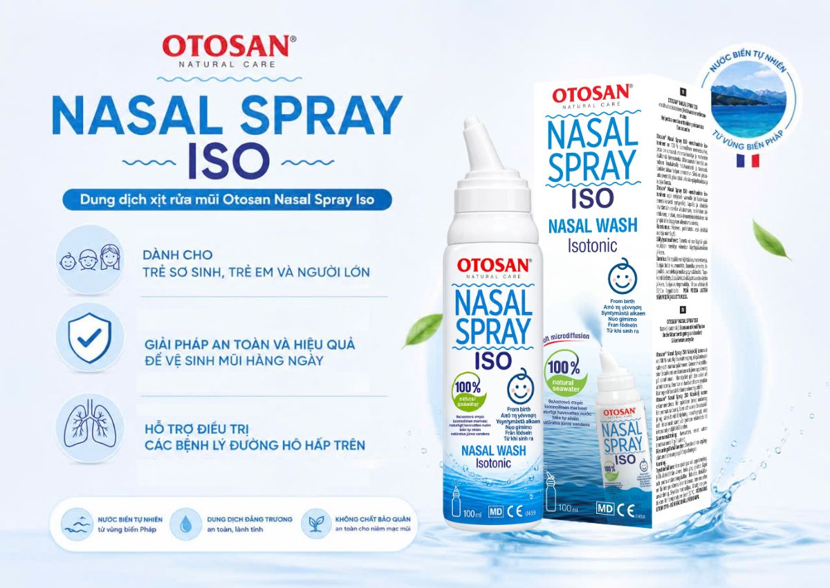 Otosan Nasal Spray Iso 3 Dung dịch xịt rửa mũi OTOSAN NASAL SPRAY ISO - Vệ sinh mũi hàng ngày dịu nhẹ, an toàn